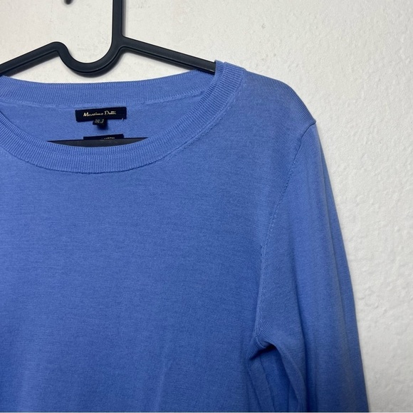 Massimo Dutti Blue Cotton Sweater Casual Blue Long Sleeve Top - Picture 3 of 8